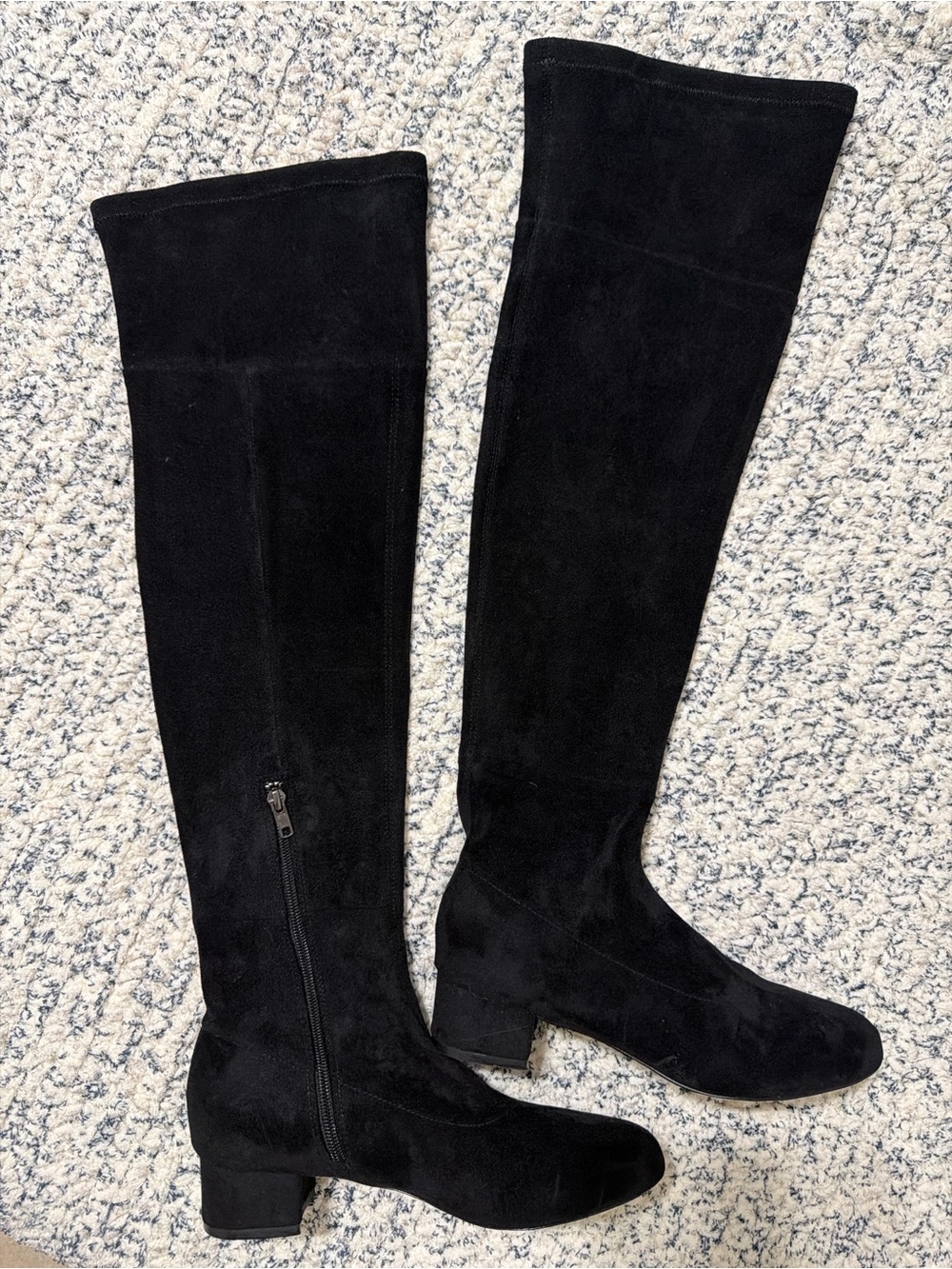Anthropologie Black Over-the-Knee Suede-Look Boots